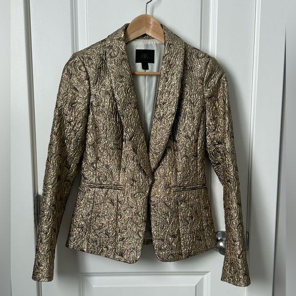 Banana Republic Gold Brocade Blazer - Sz 0 - Picture 3 of 16